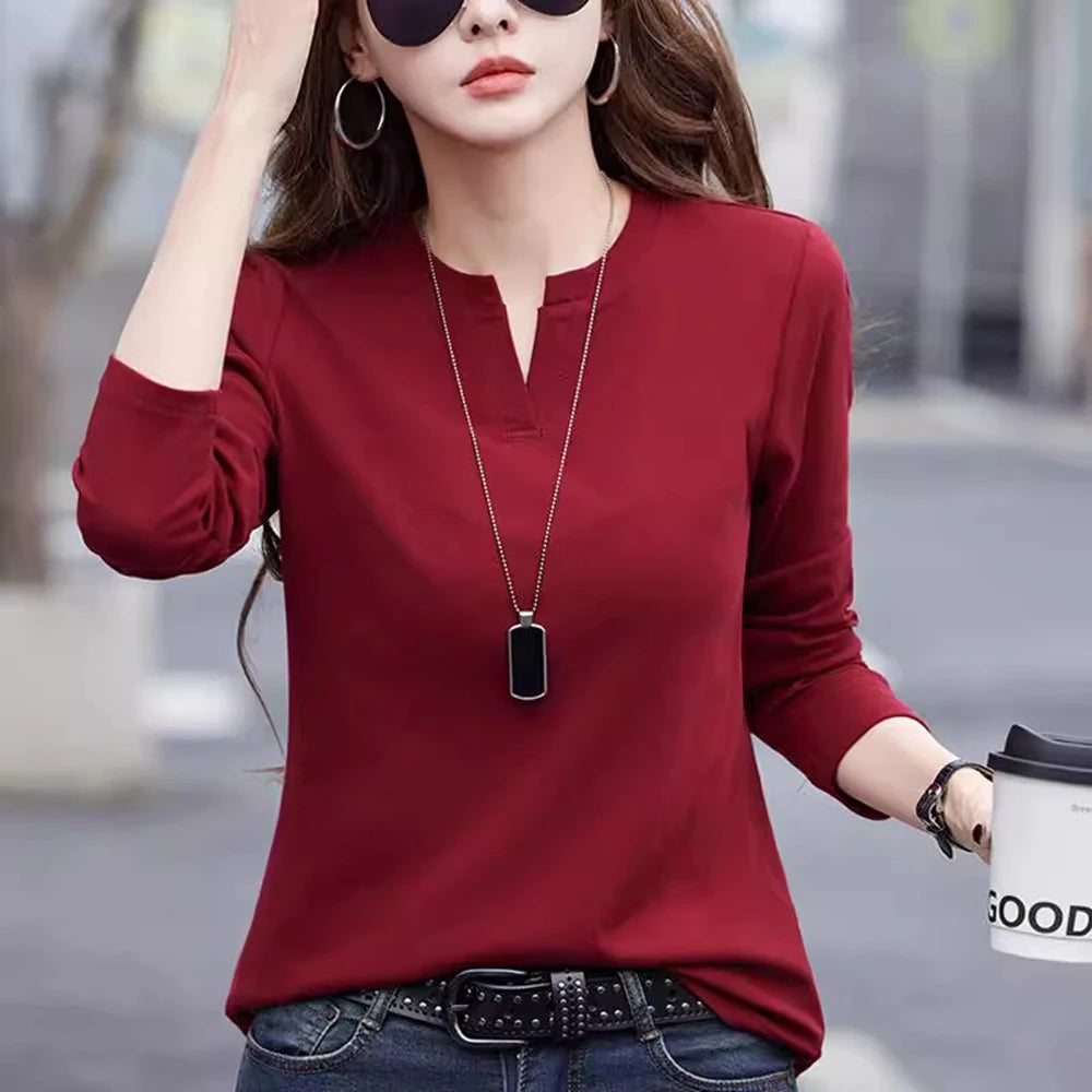 Classic V-Neck Long Sleeve Top